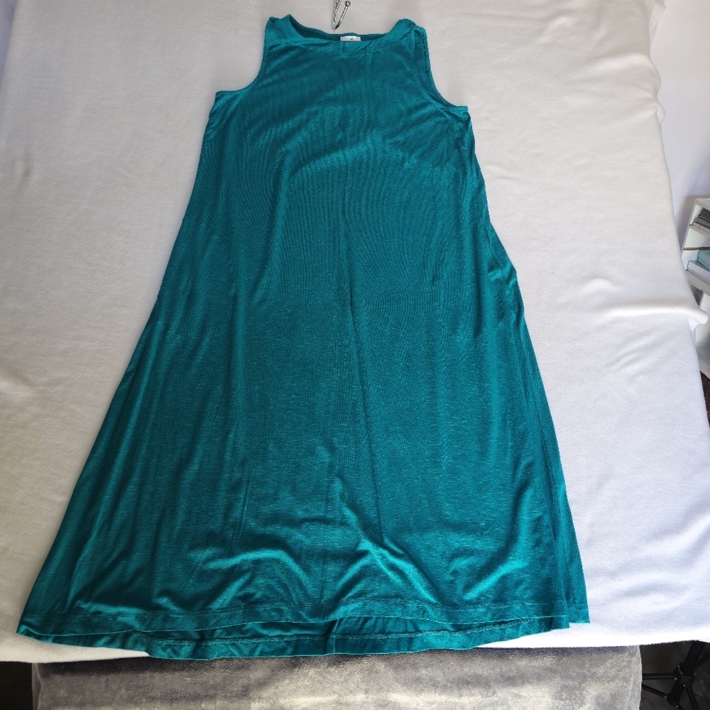 J.jill Teal maxi Sleeveless Dress with pockets size M petite